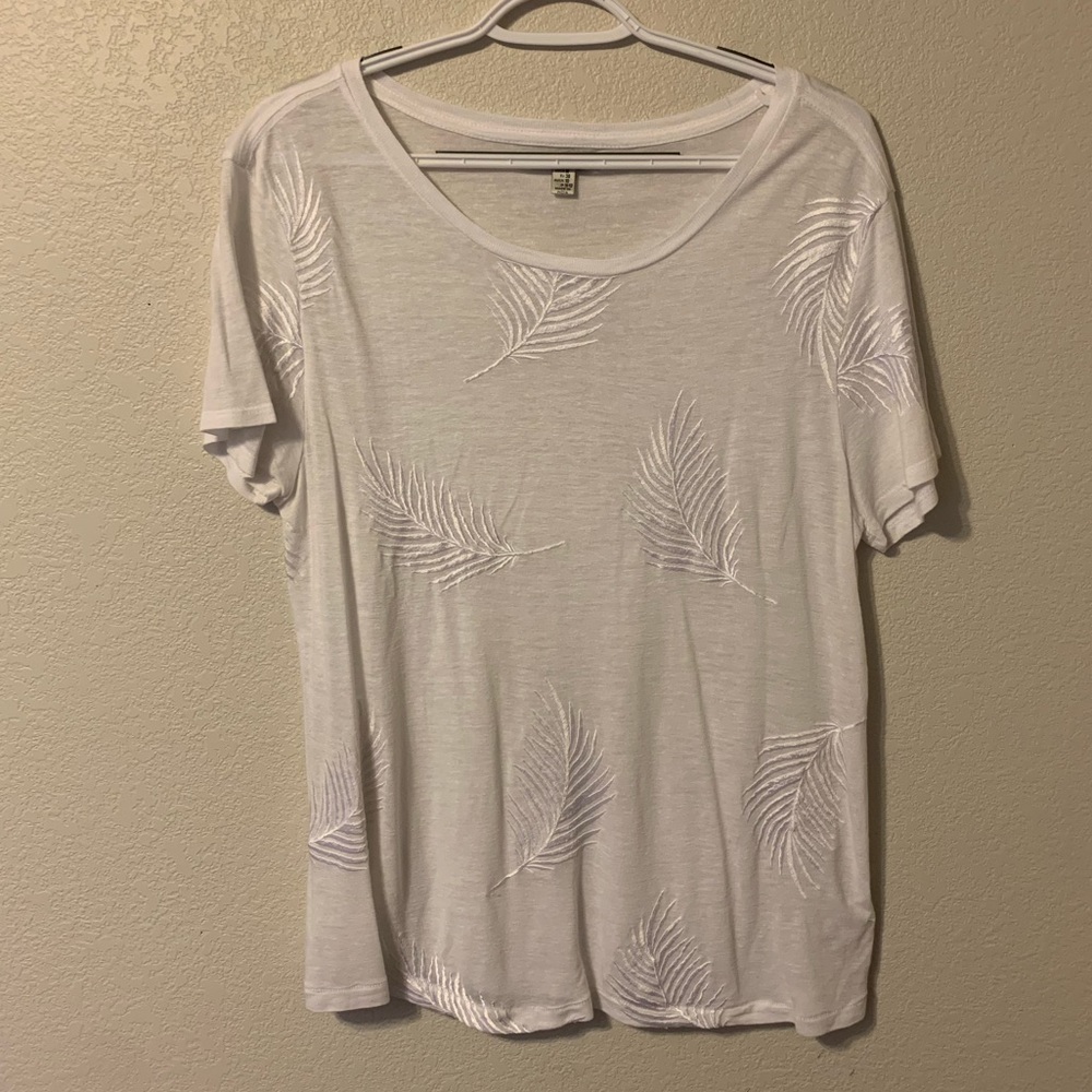 Amuse Society Palm Leaf Embroidered Tee